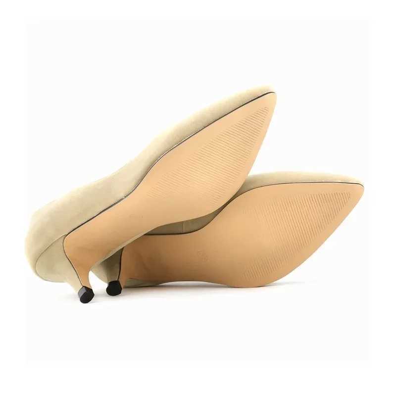 High Quality Womens Pump Spring Autumn 5cm Low High Heels Solid Color Breathable Point Toe N Slippery Latex Lined Work Shoes T241024