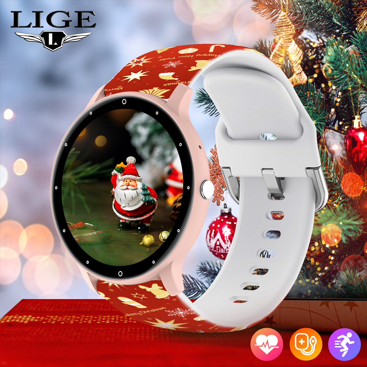 LIGE Outdoor Sports New Smart Watch Multi functional Alarm Clock Step Counting Voice Assistant Sitting Reminder Watch Christmas Gift