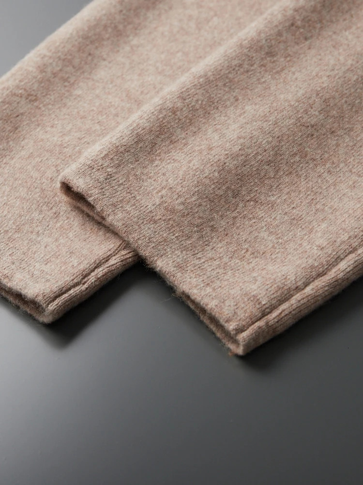 100% Merino wool knitted pants autumn and winter thick mens high waisted small leg pants casual fashion solid color warm pants 241024