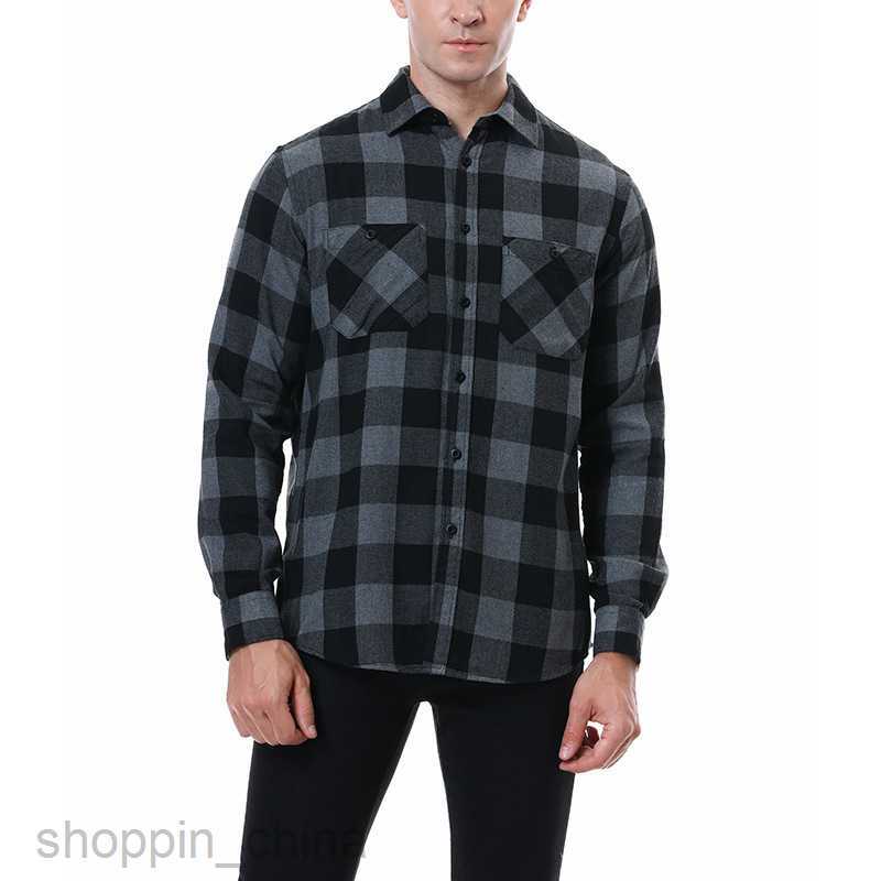 Men's Casual Shirts Men's men's plaid shirt flannel brushed warm shirt men's casual shirt tops