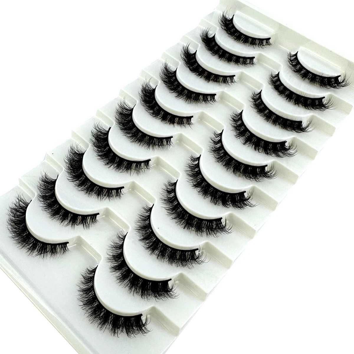 HBZGTLAD New 10 pairs of 3D mink faux mink fluffy eyelashes soft full thickness Wispy eyelashes dramatic false eyelash makeupW241024
