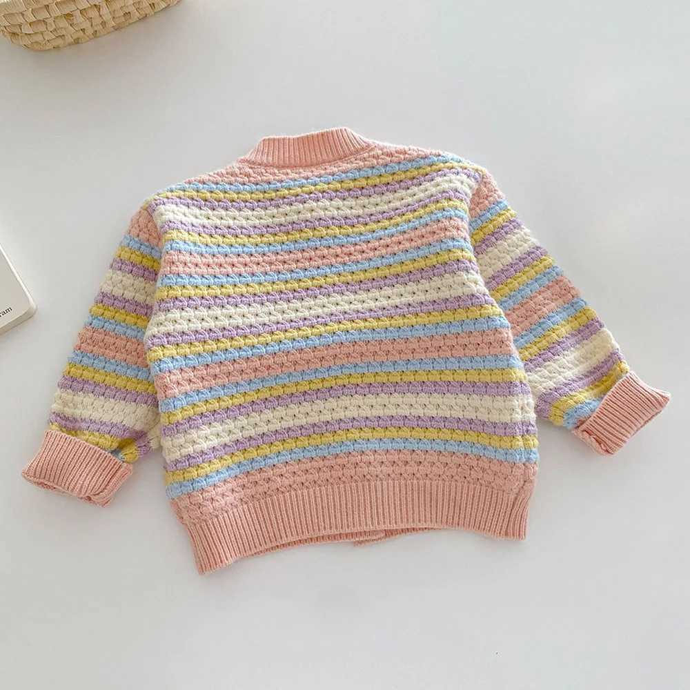 Girls sweater striped casual spring and autumn childrens boutique clothing princess birthday childrens knitted cardigan W241025