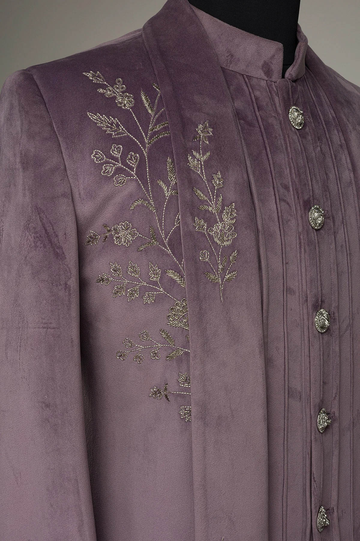 Elegant Men's Overcoat Stand Lapel Tailored Appliques Jacket 2 Piece Set Velvet Blazer Autumn Winter Plus Size Windbreaker Custom Made Coat+Vest