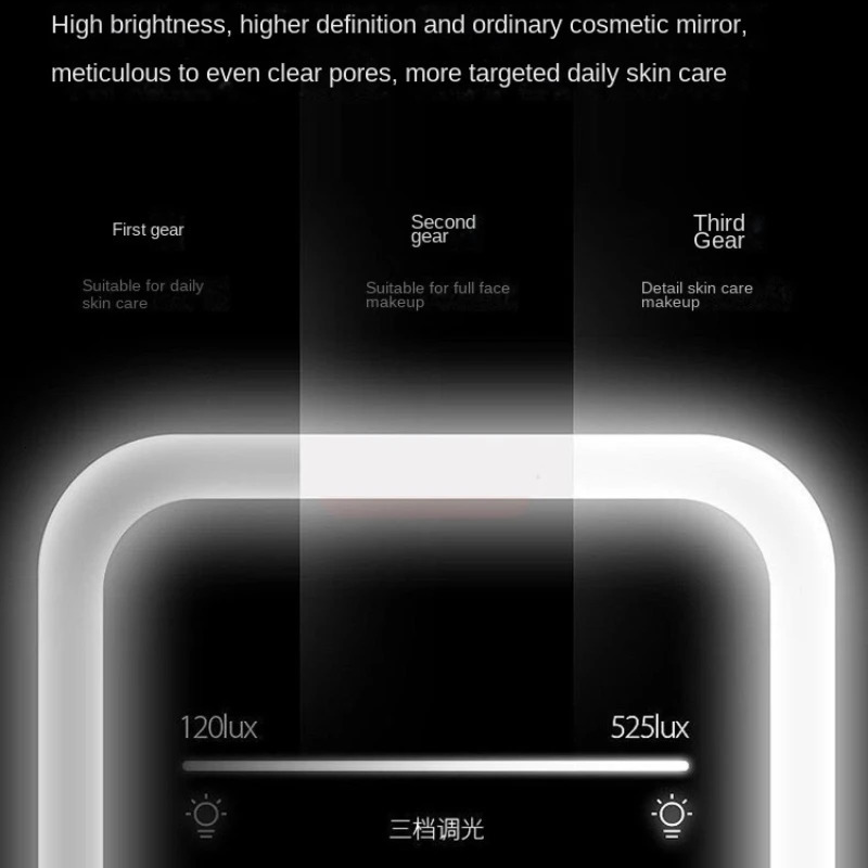 LED Touch Screen Makeup Mirror Folding Lighted 3 Colors Light Modes USB Rechargeable Cosmetic Tools 241024