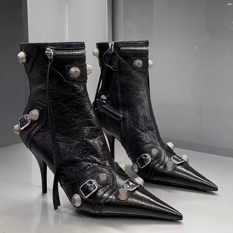 Designer Women Slim Ankle Boots Fashion Elegant Pointed Toe Shoes Thin High Heel Women's Morder Short Booties