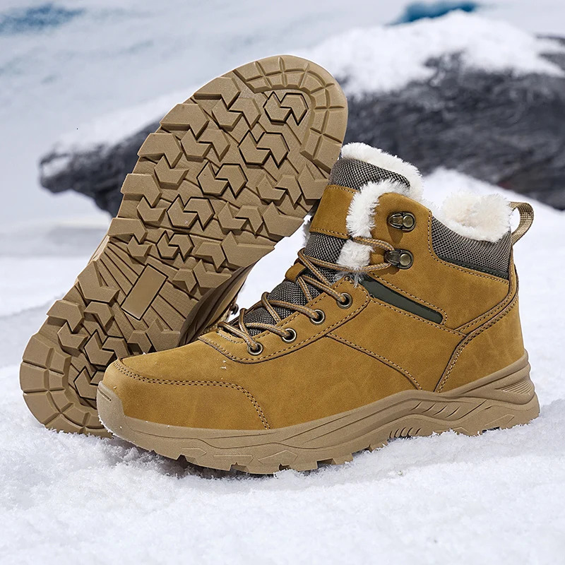 Mens winter snow boots waterproof leather sports super warm mens boots outdoor mens hiking boots work travel shoes size 39-48 241024