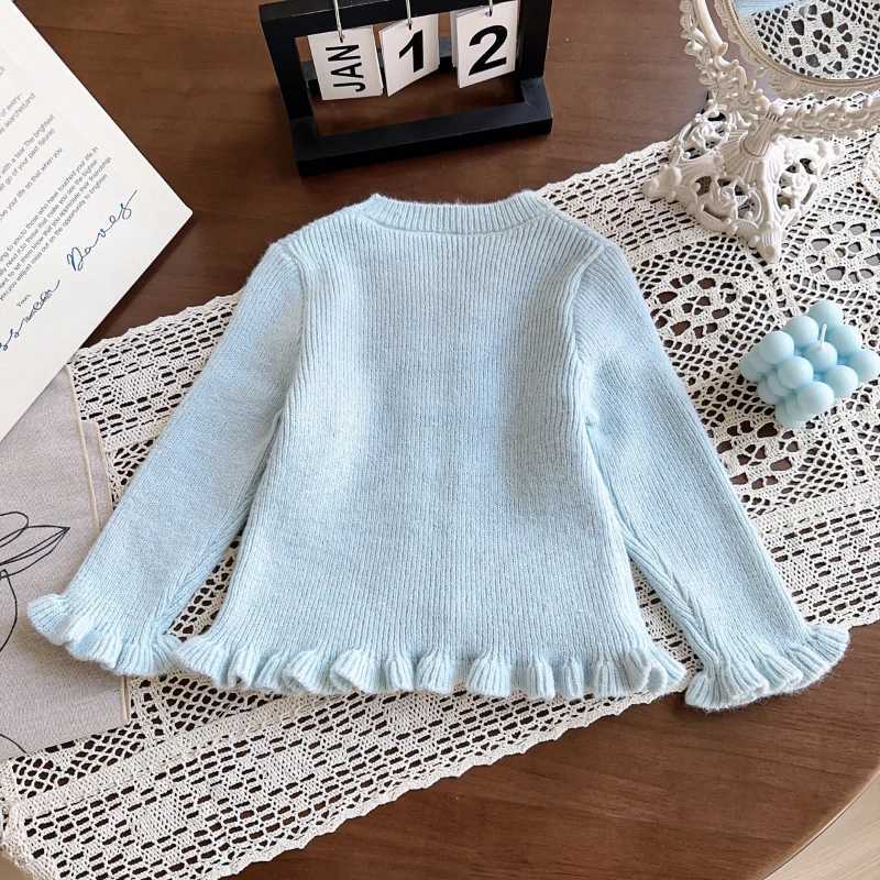 Girl Cute Baby Cute Knitted Top Spring and Autumn New Girl Bow Long Sleeve Sweater Kawaii Sweater W241025