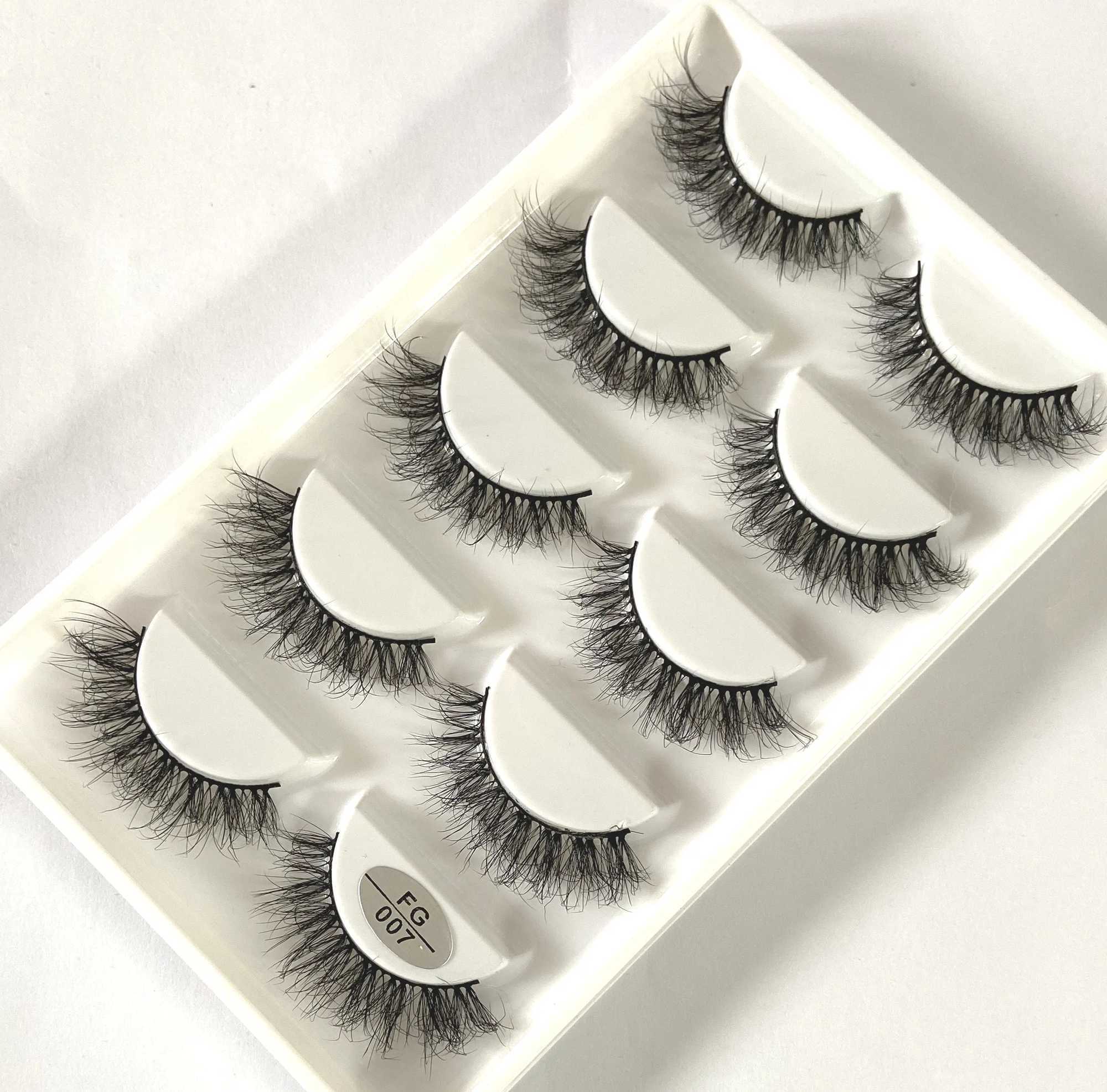 5 pairs of 3D artificial mink eyelashes natural long and fluffy false eyelashes soft eyelashes reusable makeup short eyelash extensionW241024