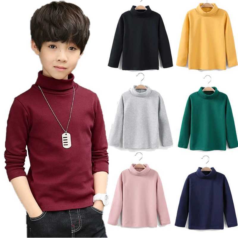 Autumn Boys and Girls Turtle Neck Soft Solid Color Sweater for Children Winter Knitted Long Sleeve Shirt for Boys Sweater for Children W241025
