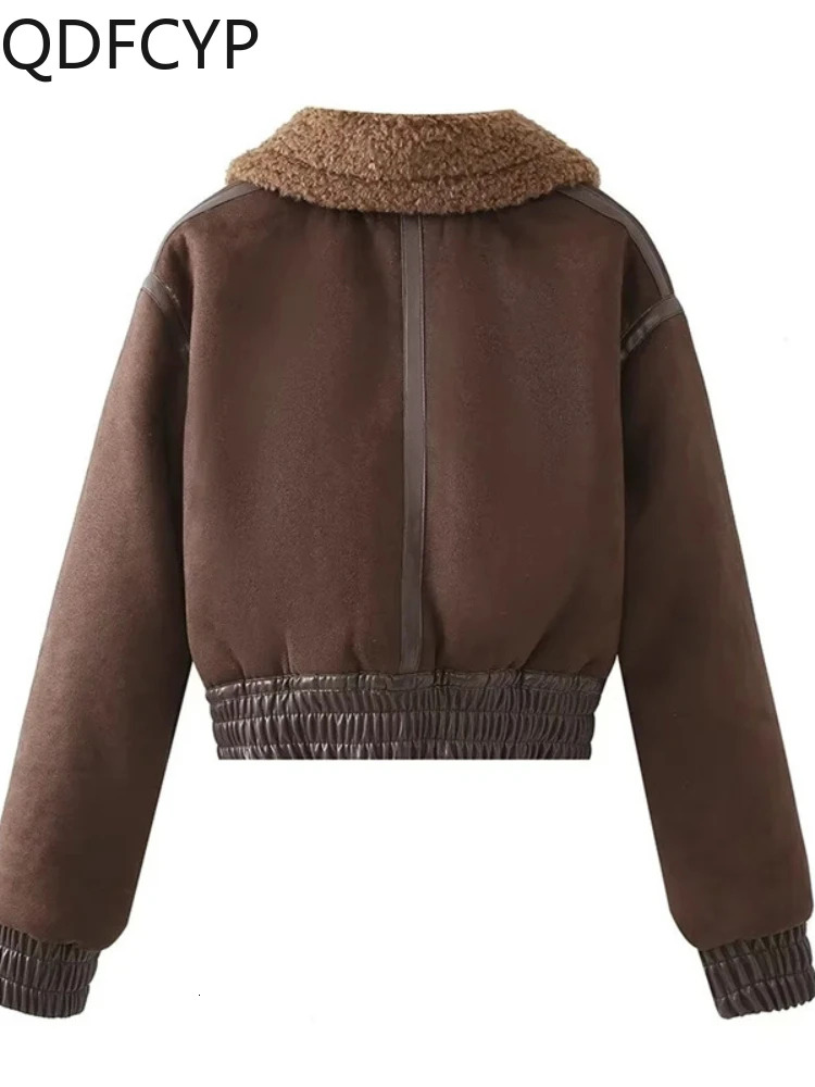 Autumn Winter New Women Coats 2024 Casual Fleece Thick Lapel Jacket Zipper Pocket Streetwear Trend Loose Vintage Motorcycle Coat