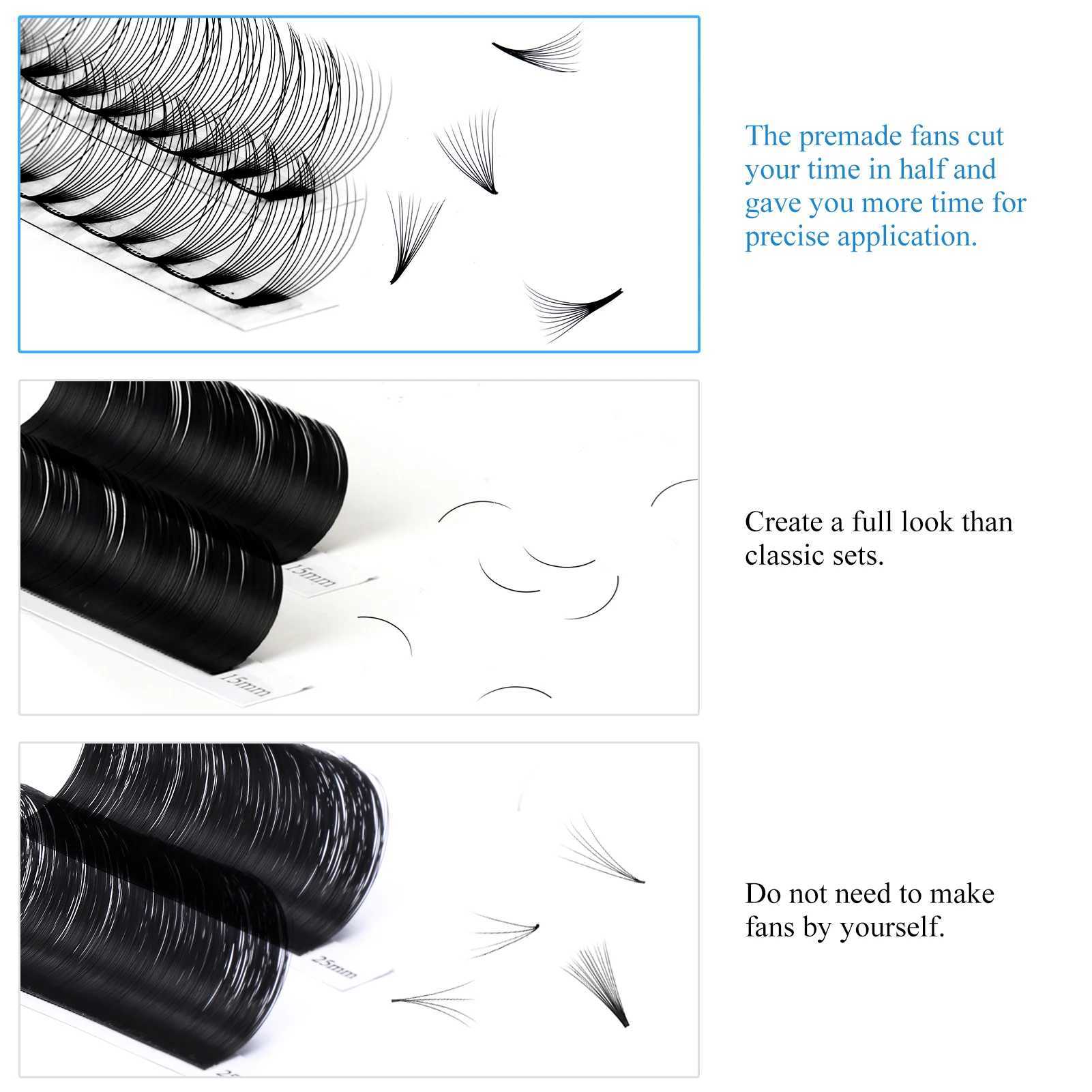 Gemerry Prefabricated Fan Eyelash Extension 6D 8D 9D 10D 16D 20D Short Handle False Eyelash Soft Russian Curl Artificial Mink EyelashW241024