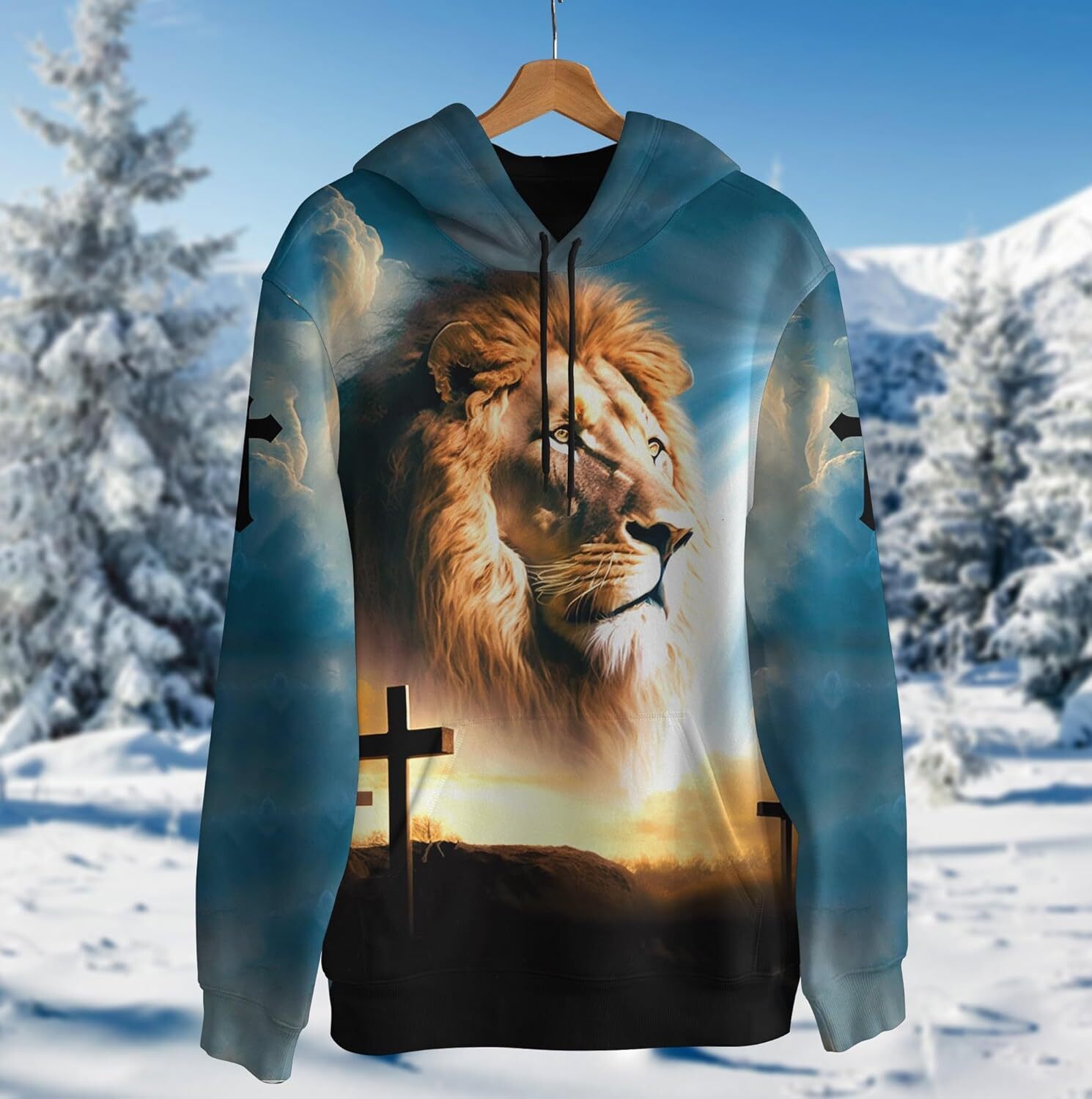 Hoodie for Mens Womens Unisex Hoodie 3D Printed Lion Face Christ Favor Pullover Hooded Sweatshirt Hoodies With Big Pockets All-in-one fashionHoodies s