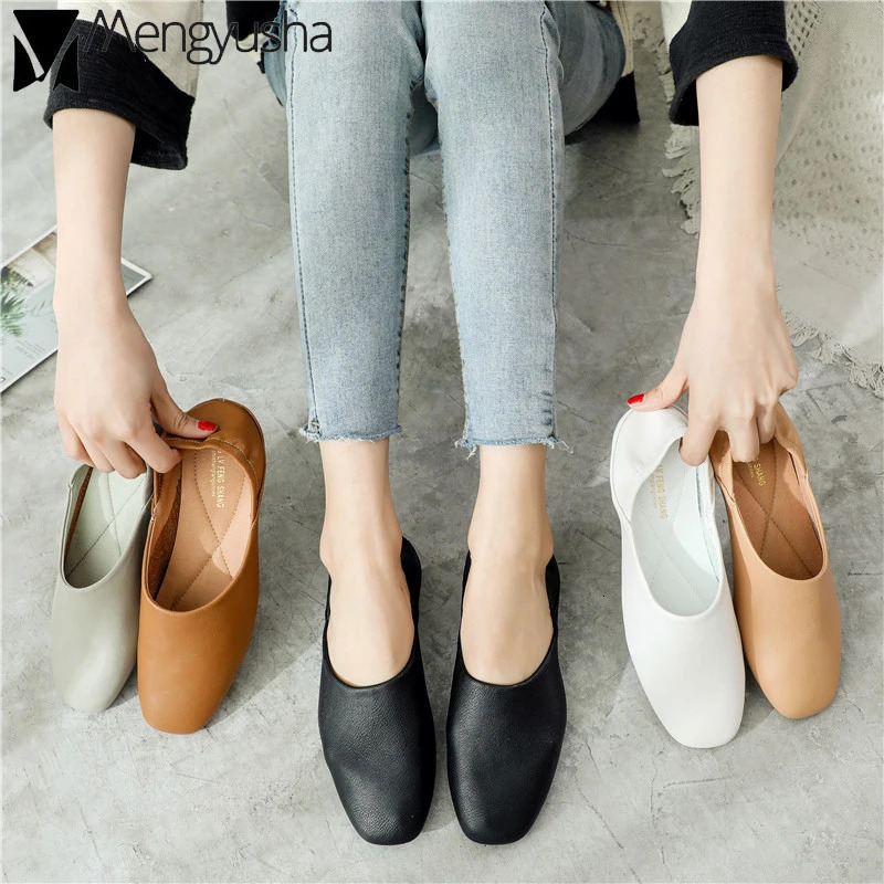 Ladies apartment ballet dancer soft leather moccas ins slip on retro grandma shoes spring summer driving shoes 241024