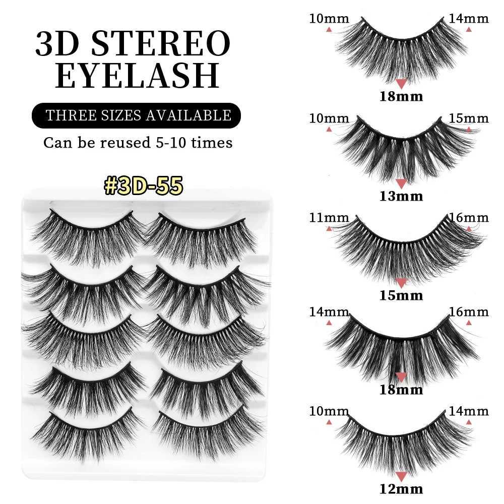 QSTY 5 pairs of 3D mink wig thick curly eyelashes full length eyelashes eyelash extensions fashionable womens eye makeupW241024
