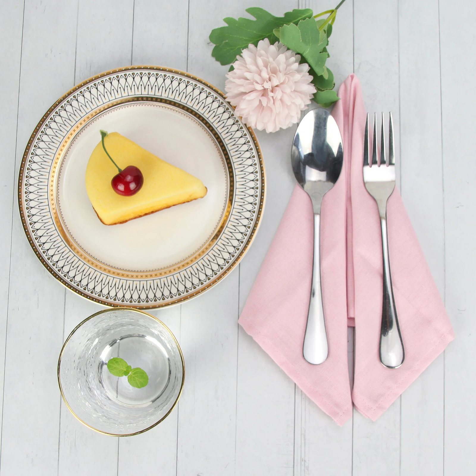 A set of 12 pieces of 40x40cm cotton linen blend napkins soft dining table tea towels used for home and activities 241024
