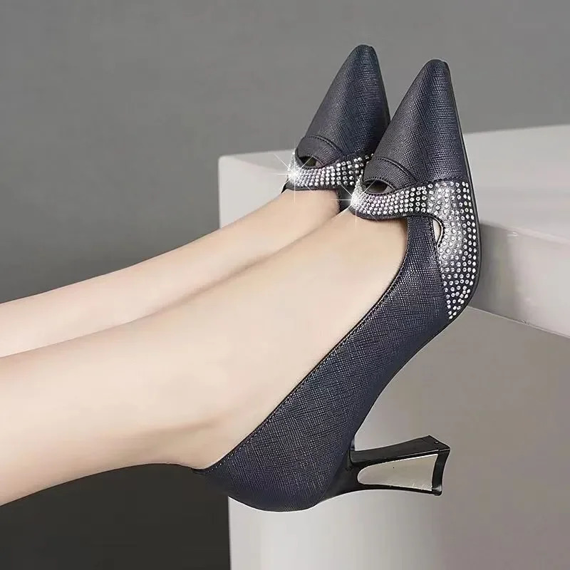 Cresfimix Zapatos Dama Womens Lightweight Green PU Leather 3cm Low Heel Shoes Suitable for Office Womens Parties Comfortable Black Heel A6691c 241024