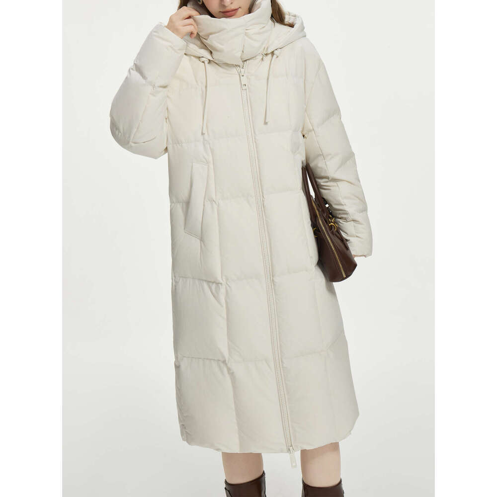 FSLE 209.4G Filg Amount Women Long Coats Hooded Winter Beige Thicken Jackets Stand Collar Female Down Coat 24Fs14079
