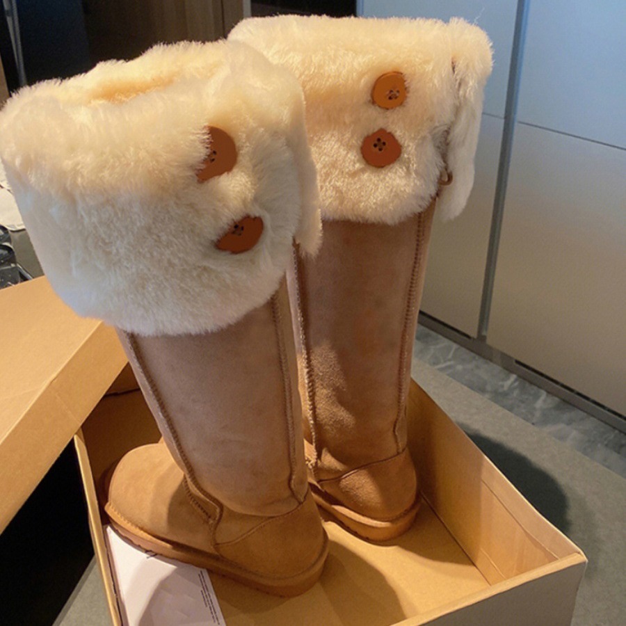 2024 Furry Snow Boots: Veet Cotton, Over-the-Knee Winter Warmth cfcf