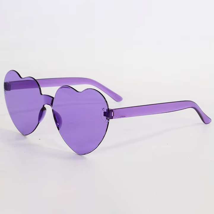 Colorful Frameless Heart Transparent Heart Shaped Sunglasses Beach Sunglasses For Woman Girls