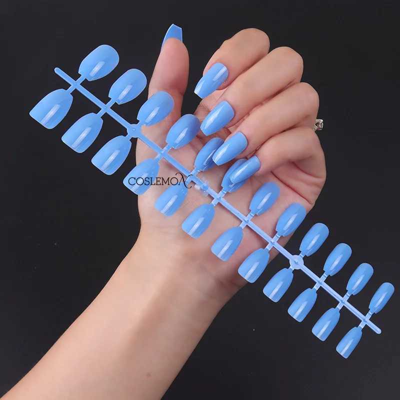 24pcs/set False Nails Short Ballet Bright Color Wearable Fake Nails Press Round Head Full Cover Removable Finished NailsXJ241025