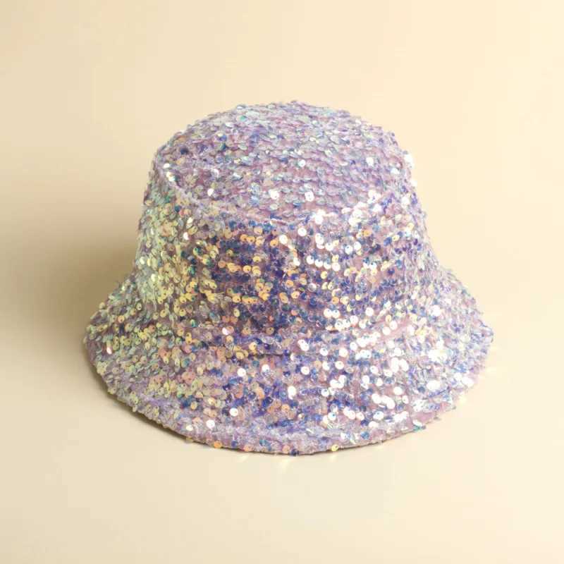 New Sequins Shining Women Man Stage Performance Fisherman Cap Hip Hop Street Dance Fashion Personality Party Bucket HatX241025
