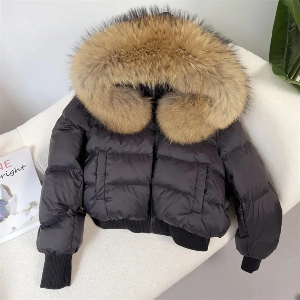 Womens Down Jacket Duck Down Coat Real Raccoon Fox Fur Coat Big Neck Winter Jacket Natural Warm Loose Street Clothing 241024