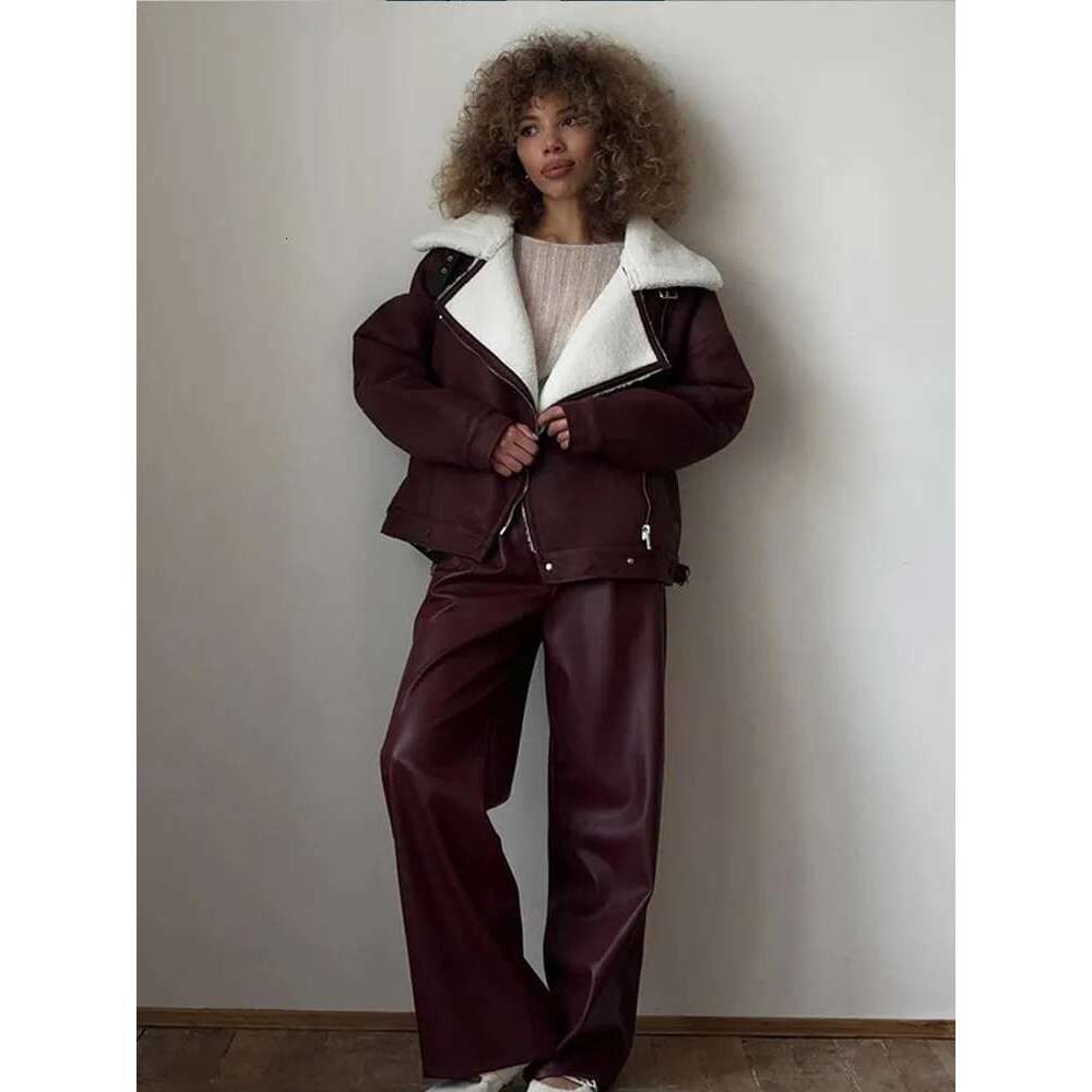 Women Fashion Polar Fleece Ing Suede Jacket Vintage Bury Laple Long Sleeves Zipper Coat Autumn Winter Lady Warm Outwears