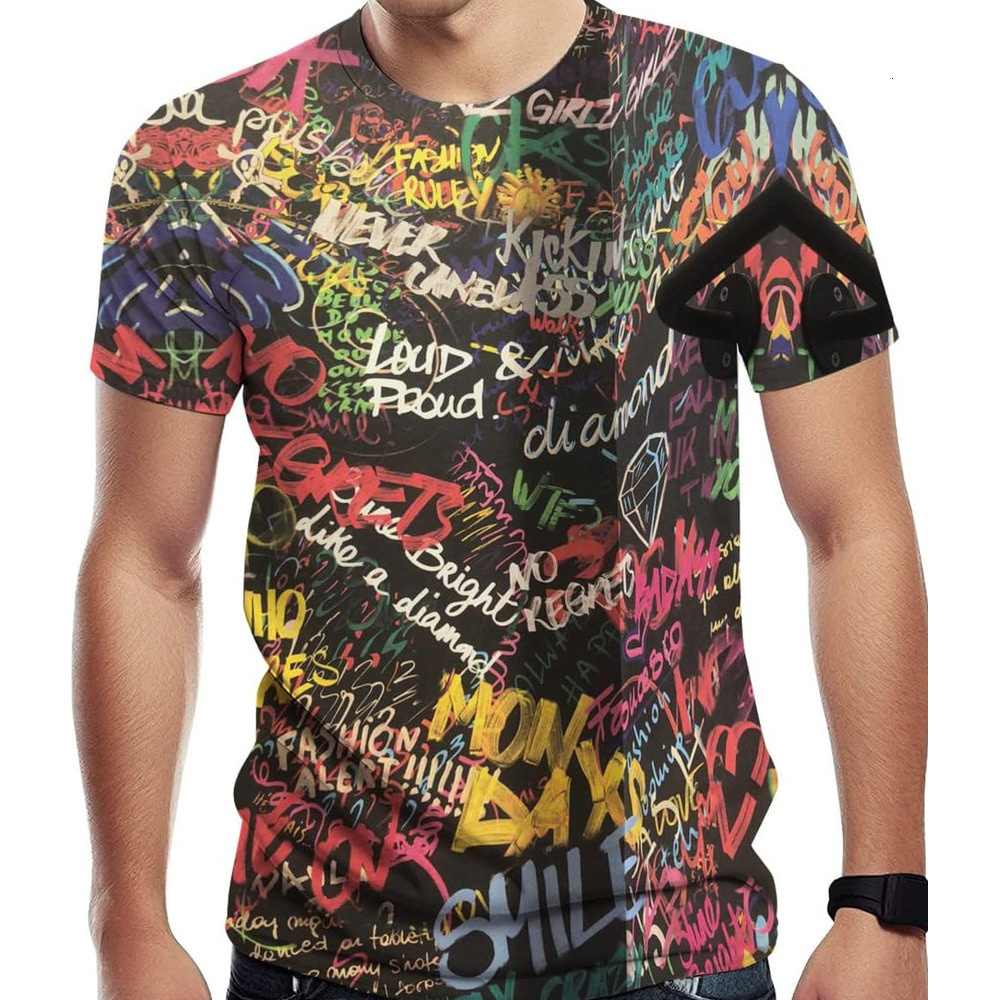 Mens T shirt Men's Short Sleeve Graffiti Print Fashion Crewneck Novelty Casual tops summer clothes Hip hop trend