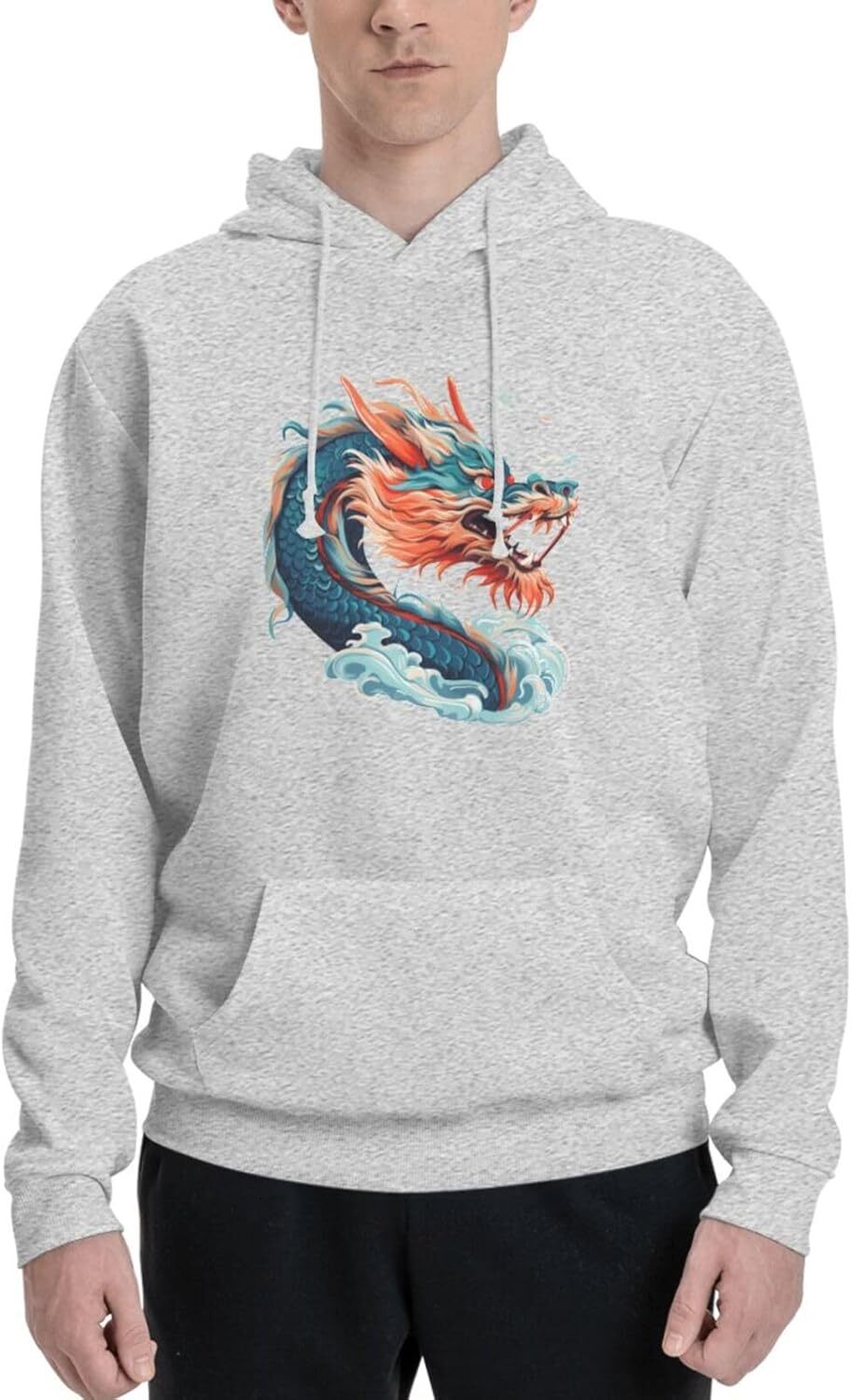 Hoodie for Mens Womens Funny Cartoon Chinese Dragon Print Hoodie for Women Men Animals Lovers Pullover Hoodies Sweatshirt Clothing Graphichandsome