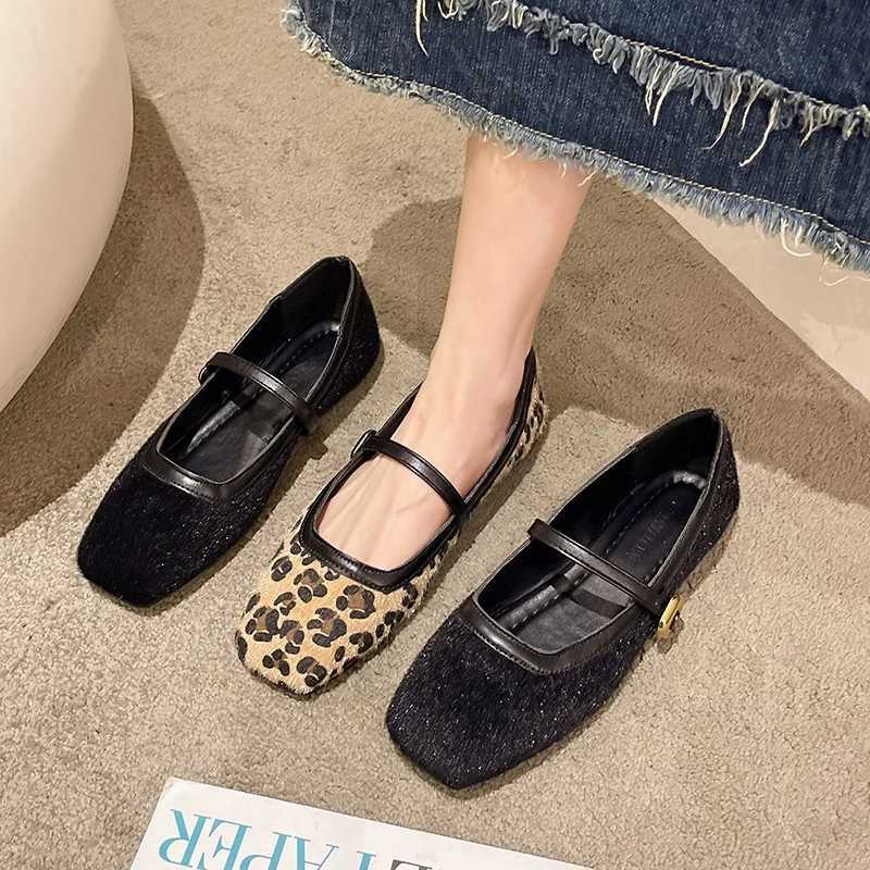 High Quality Fi new design womens flat shoes with round toe leopard print shoes casual breathable and smooth - flat shoes outdoor womens Mary Jane sho