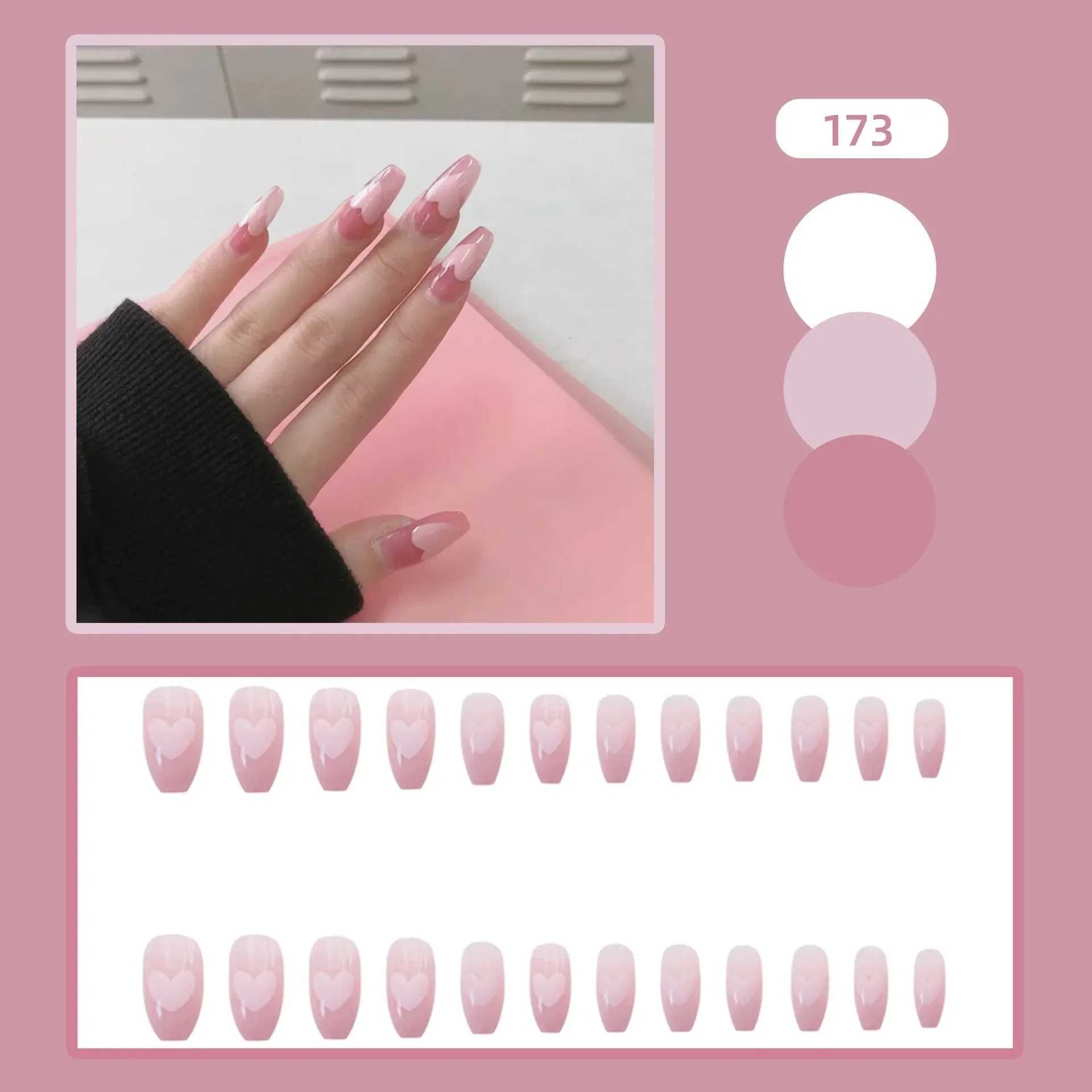 24Pcs/Box Chinese Ink Painting Style Fake Nails Press on False Nail Tips with Glue Sticker Set ArtXJ241025