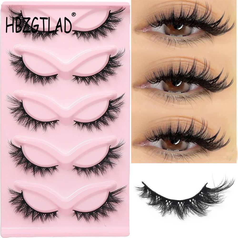 HBZGTLAD Cat Eye Eyelash 3D Natural False Eyelash Fluffy Soft Cross 5 pairs Manga Eyelash Wispy Natural Eyelash Extension MakeupW241024