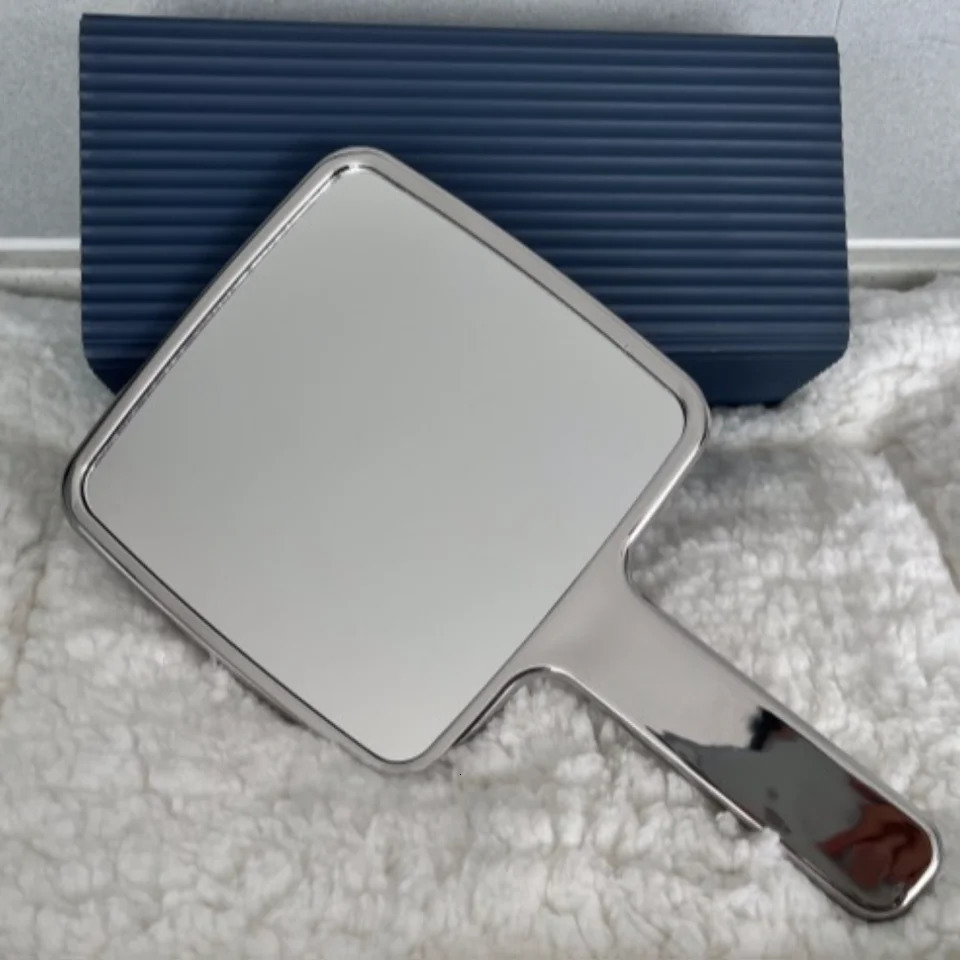 Electroplated Handle Makeup Mirrors HD Beauty Portable Round Hand Square Small Make Up Mirror 241024