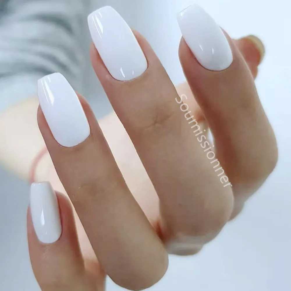 Press On Short Fake Nail Shiny Natural Artificial False Nails Ballerina Coffin DIY Fingertips Nail Supplies Manicure ToolXJ241025