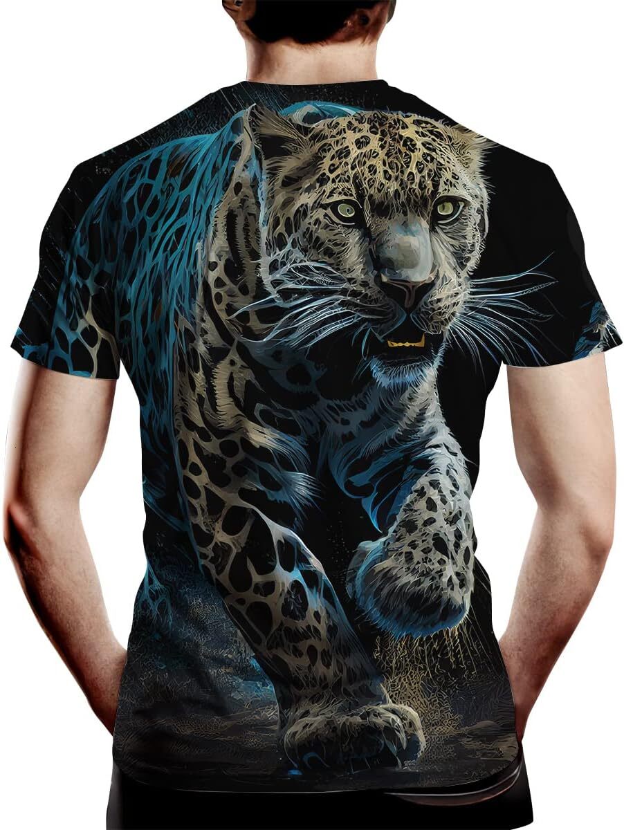 Mens T shirt Men's Cool T Shirt with Leopard Graphic Print, Street Novelty Tee, Best Birthday Gifts tee Casual tops summer clothes Hip hop trend
