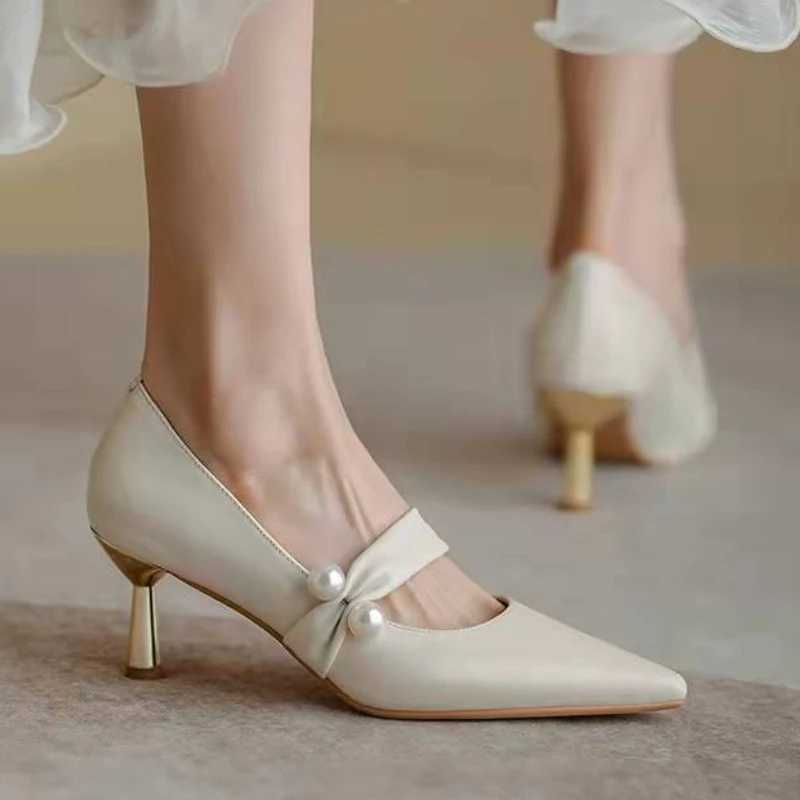 High Quality New Summer Fi Pointed Toe Pearl Shoes Womens High Boots Table Tennis Sexy Womens Sandals White Womens Shoes T241024