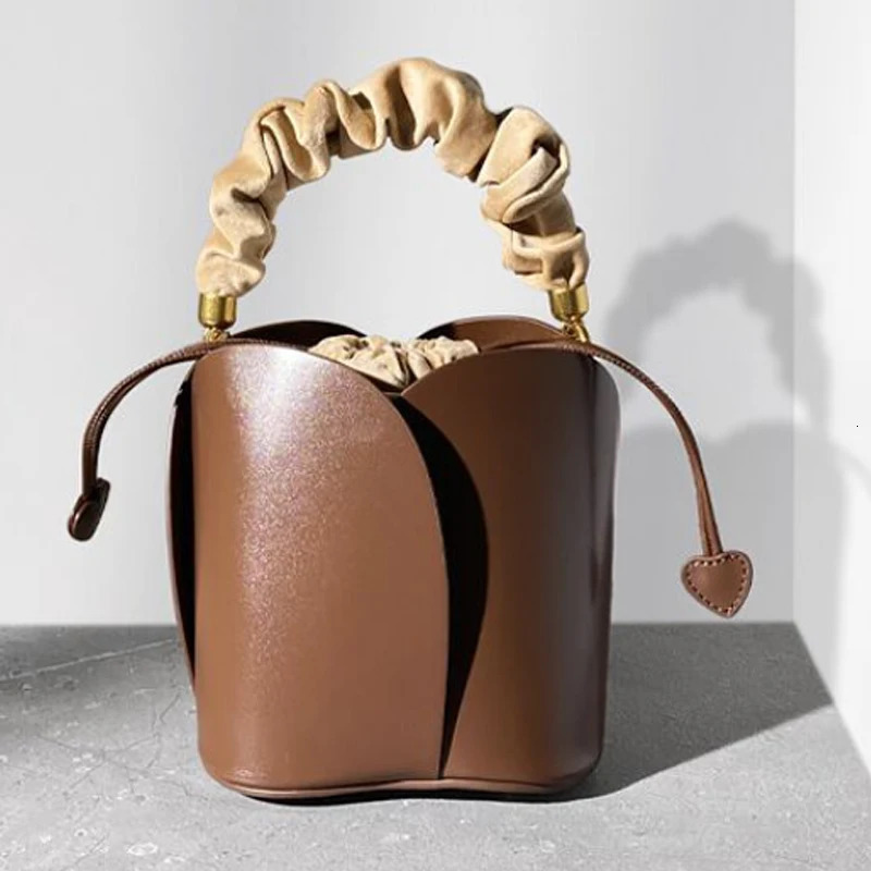 Red Bride Petal Bucket Bag Women Handbag Vegetable Basket Crossbody Single Shoulder 241021