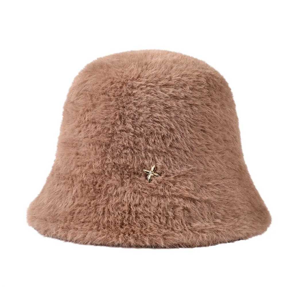 Hats Premium Exquisite Four Pointed Star Mink Velvet Bucket Cap Autumn Winter New Elegant Versatile Warm Fisherman HatsX241025
