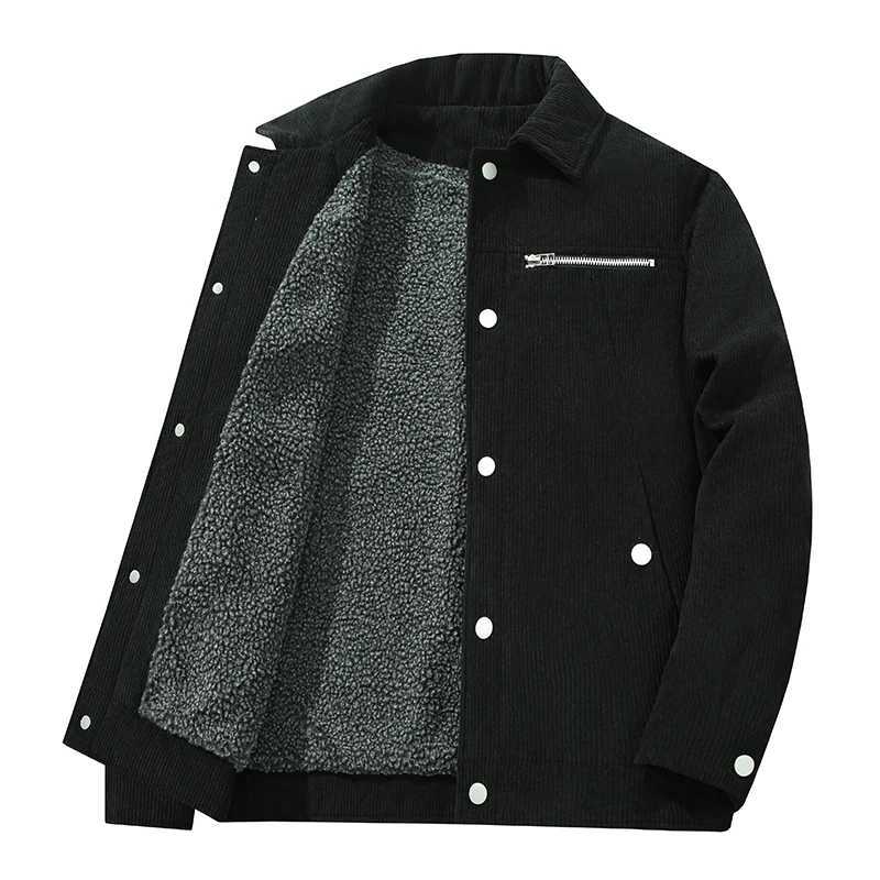 Mens winter jacket retro when Corduroy jacket Lambswool loose lining winter jacket truck cargo workwear LTI pocket jacket W241024