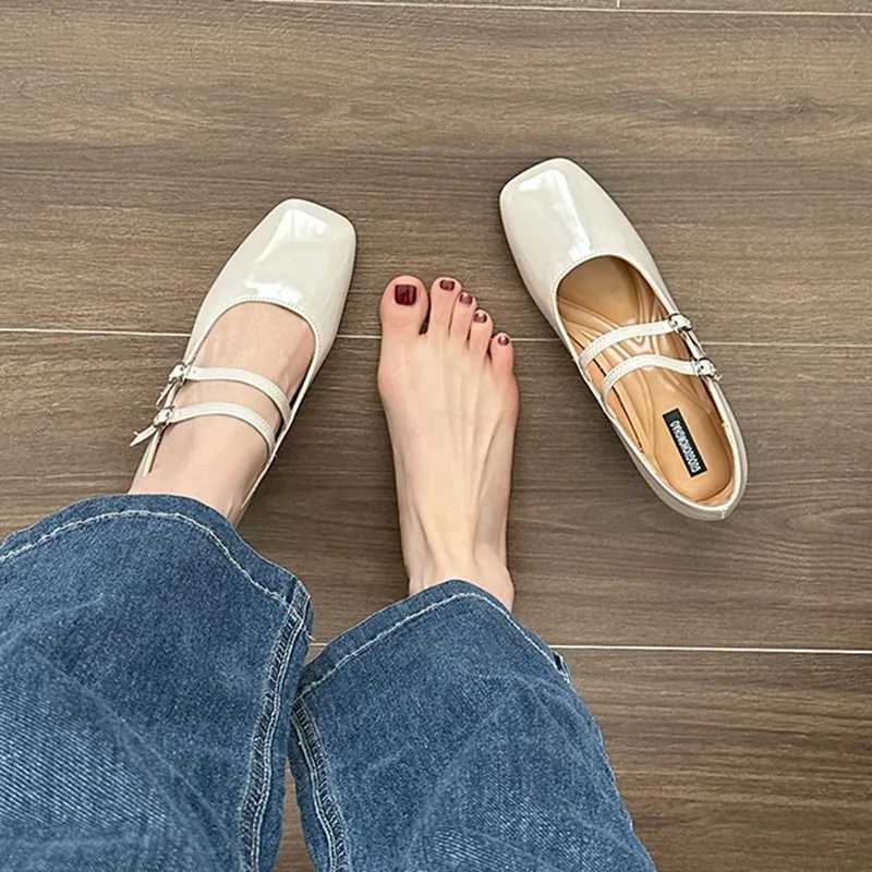 High Quality Spring Womens Mary Jane Shoes Womens Fi Light Square Thick Toe High Heels Womens Elegant Red Ballet Dancer Party Shoes T241024