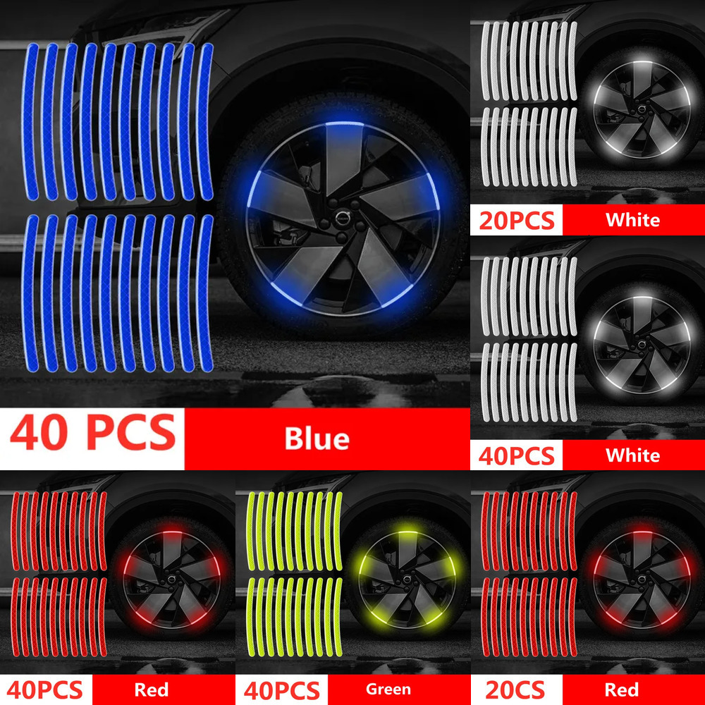 New Wheel Hub Reflective Stripes Door Handle Safety Car Rear Warning Tape Automobile Sticker Exterior Accessorie