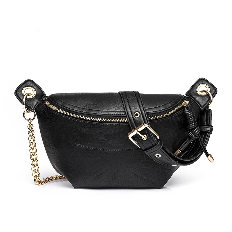 Women's Fashion Bag: Vintage Style Crossbody Bag, Retro PU Leather Chest Bag With Chain Waist Strap - Lightweight For Daily Use New Free Delivery