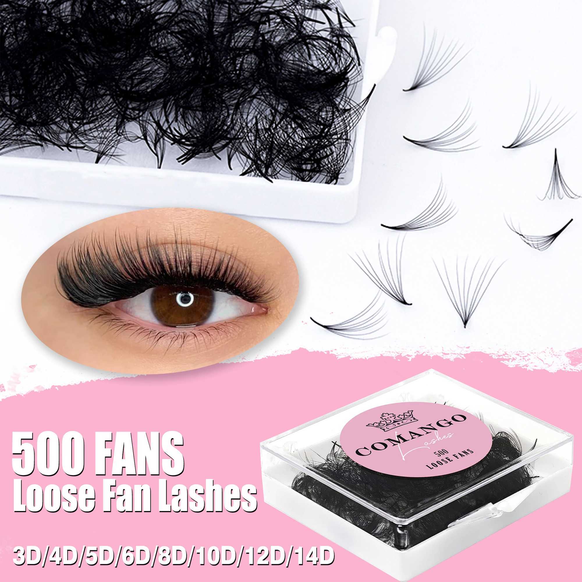 CoMango 500Fans Promade Fans Eyelash Extension Batch 3D 6D 10D 12D 11D 16D Point Drying 0.05/0.07 C/D Curling Pre made Volume FansW241024