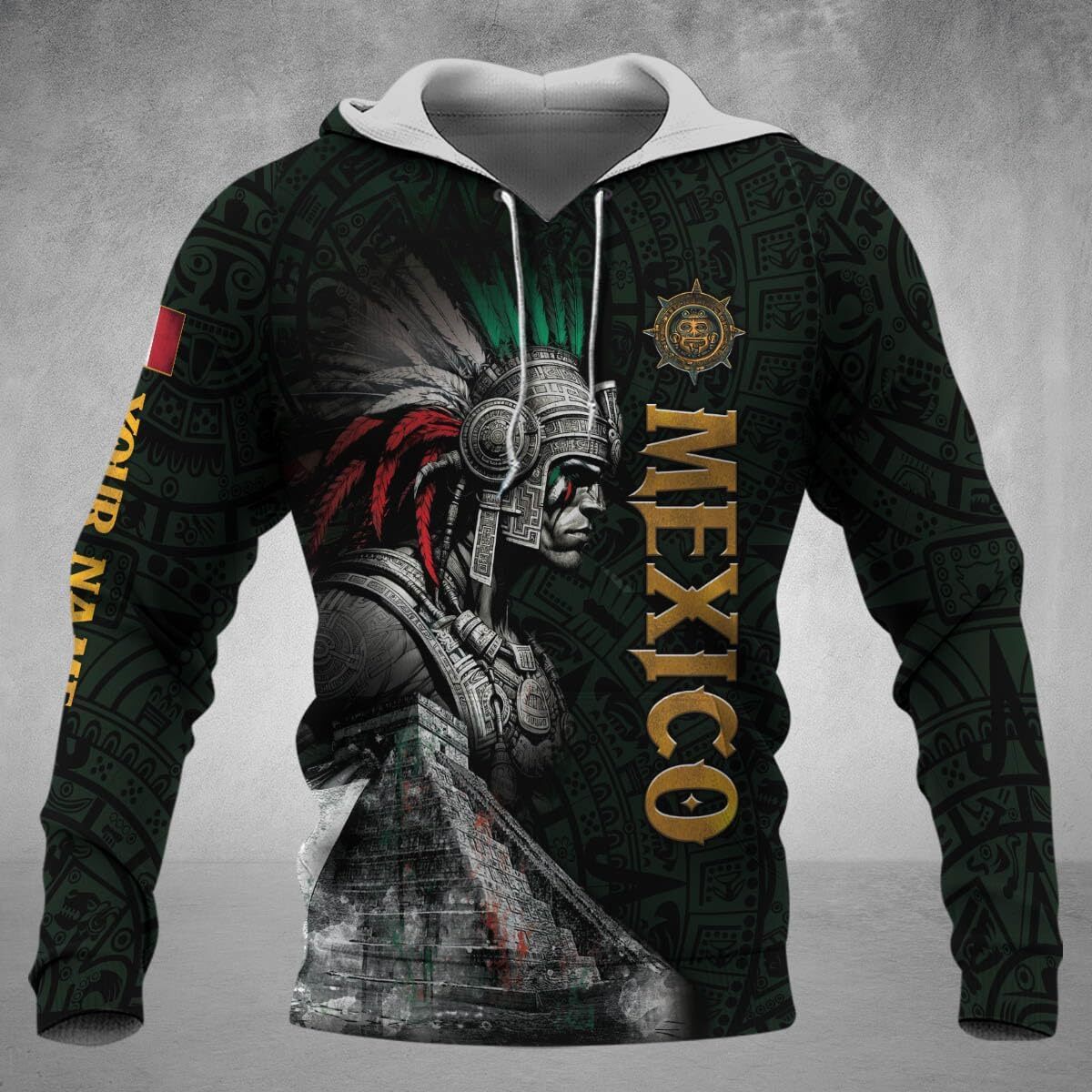 Hoodie for Mens Womens Customized Mexico Hoodie For Men, Personalized Mexican Flag Hoodie, Custom Aztec Hoodie, Vintage Mexican Shirt Graphic Warm