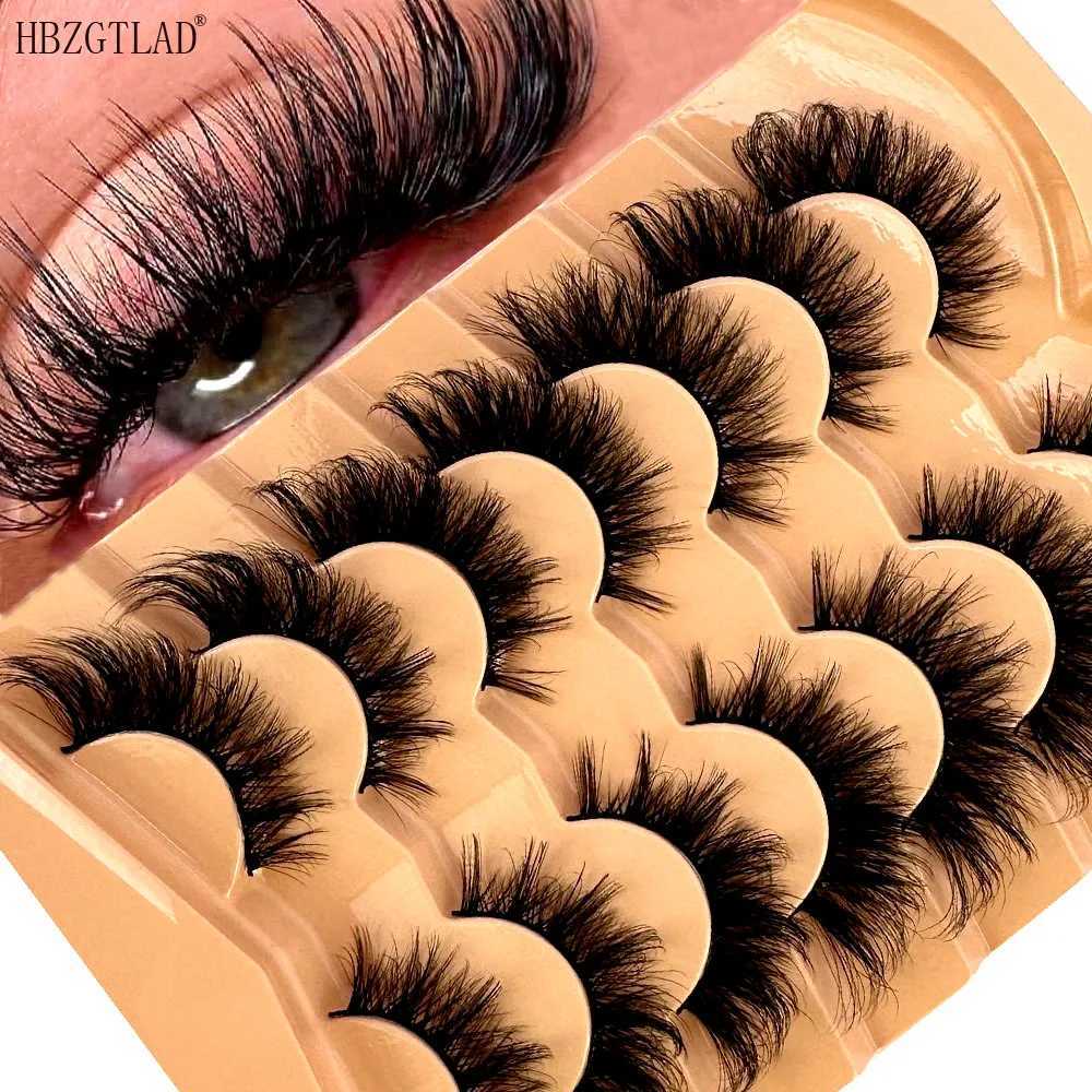 New 7 pairs of cat eye eyelashes 3D natural false eyelashes 5d fluffy soft cross comic eyelashes Wispy natural eyelash extension makeupW241024