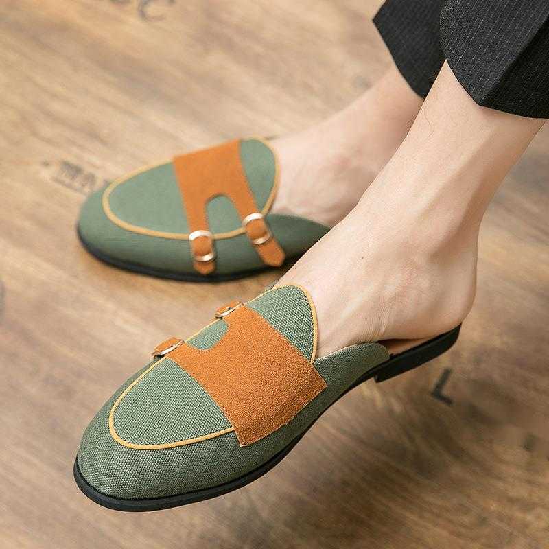 Men Dress Shoes Small Leather Shoes Breathable Summer British Half Slipper Sandals Korean Version One Foot Lazy Casual Shoes Male 241009