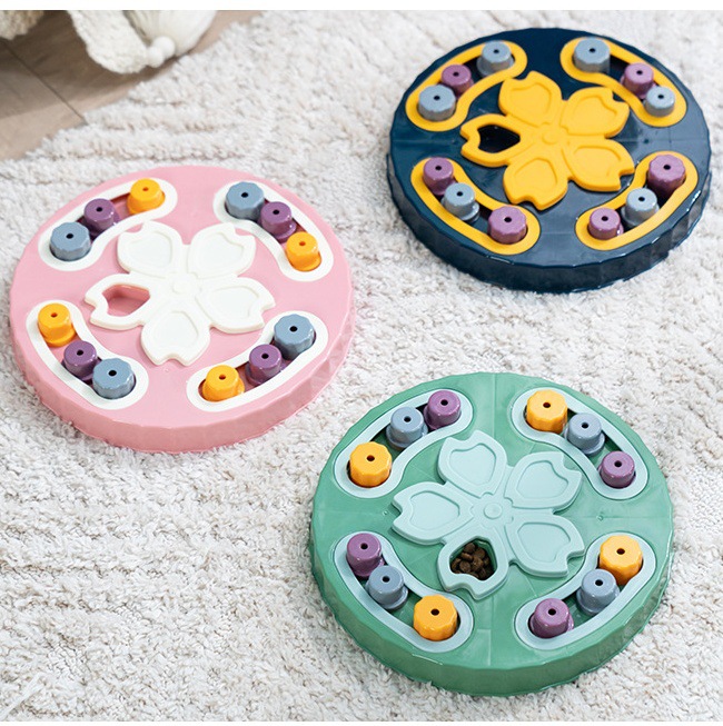 Dog puzzle board toys slow leakage slow food control cat cherry blossom dog bowl plastic small and medium kitten and dog food utensils