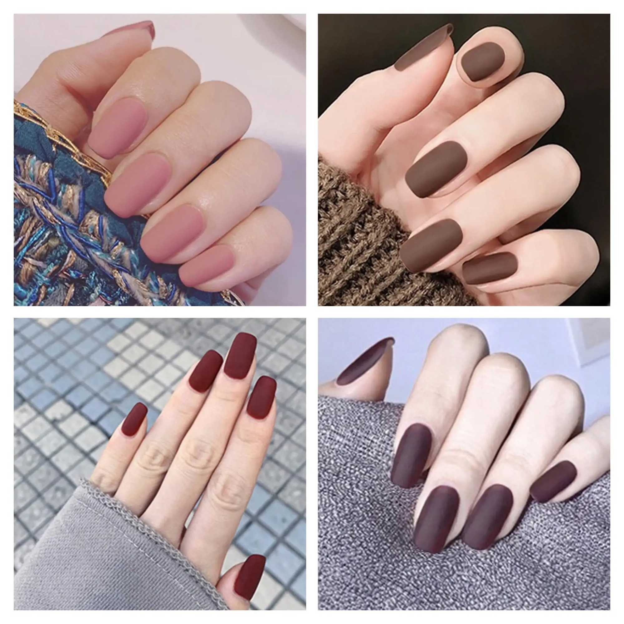 24Pcs Fake Nails Medium Length Matte Solid Color Press on Nails Companion Tools Included ReusableXJ241025