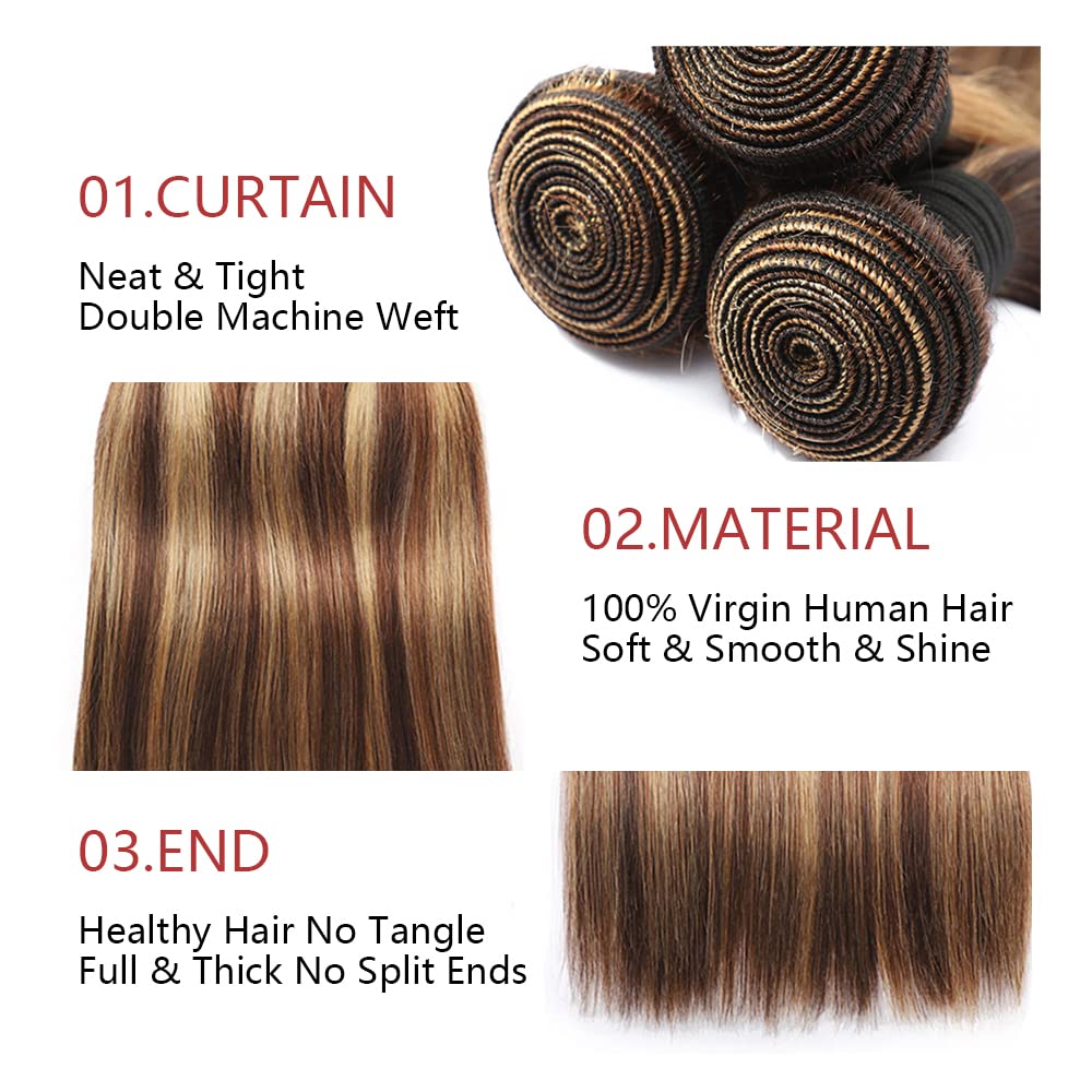 Free shipping Straight P4/27 Mix Color Brazilian Weave 3PCS Remy Human Hair Bundles 100G/PCS