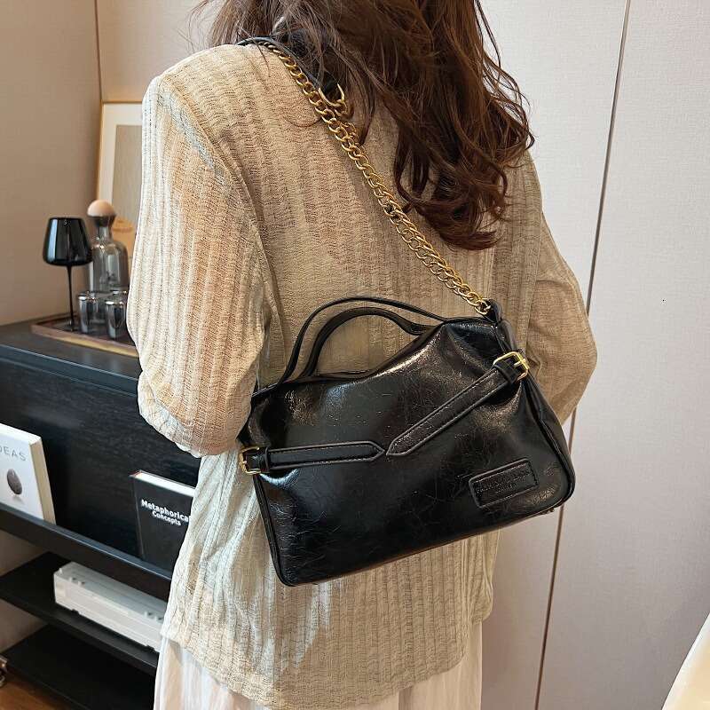 Single Shoulder Bag For Women, Simplified Letter Crossbody Vintage Chain Bag, 2 Straps, New Handbag, Grab Pattern